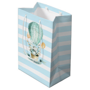Easter bunny hot-air balloon & spring flowers medium gift bag