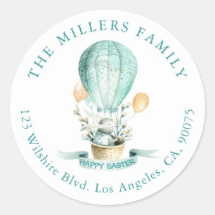 Easter Bunny Hot Balloon Spring Flowers Classic Round Sticker