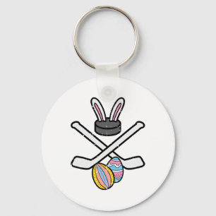 Easter Bunny Ice Hockey Funny Sports Goalie Men Bo Keychain