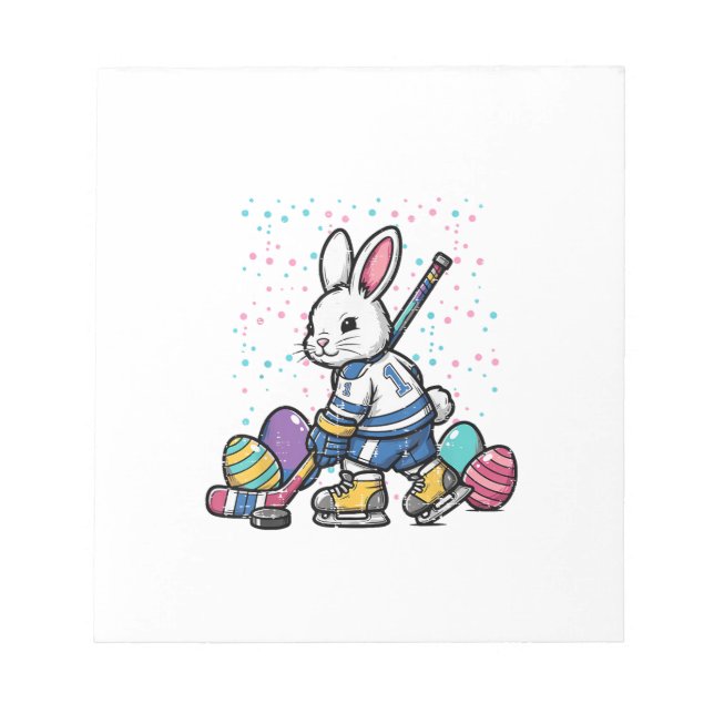 Easter Bunny Ice Hockey Player Eggs Rabbit Boys Ki Notepad (Front)