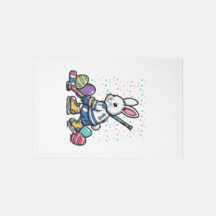 Easter Bunny Ice Hockey Player Eggs Rabbit Boys Ki Rug