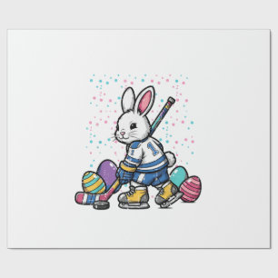 Easter Bunny Ice Hockey Player Eggs Rabbit Boys Ki Wrapping Paper