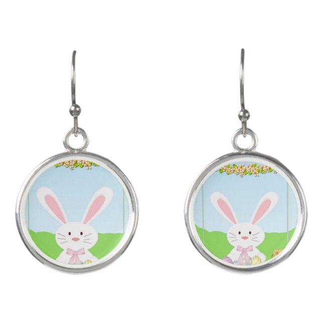 Easter bunny illustration earrings (Front)