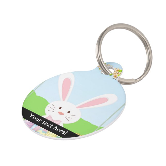 Easter bunny illustration pet ID tag (Side)
