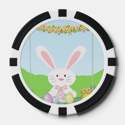 Easter bunny illustration poker chips