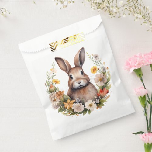 Easter Bunny In A Floral Wreath Favor Bag