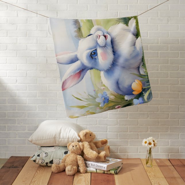 Easter bunny in a garden, Easter Baby Blanket (In Situ)