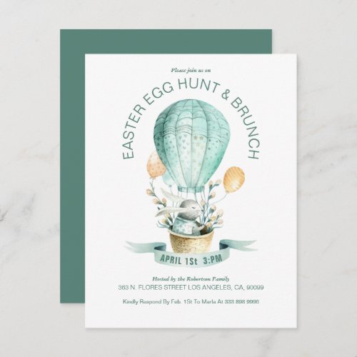 Easter bunny in a hot air balloon thank you card