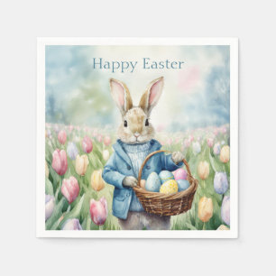 Easter Bunny in a meadow of Tulips Napkins