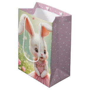 Easter Bunny In a Pink Dress Medium Gift Bag