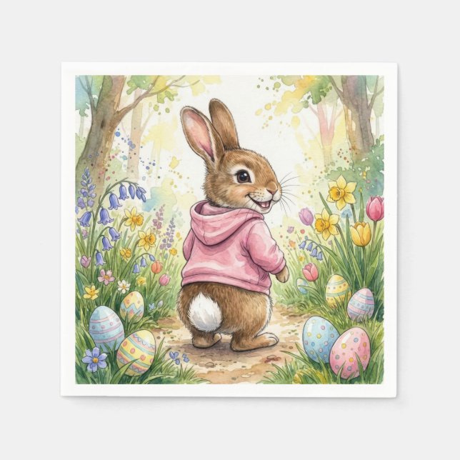 Easter Bunny in a Spring Garden Napkins (Front)