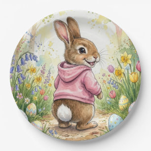 Easter Bunny in a Spring Garden Paper Plates