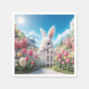 Easter Bunny In a Tulip Garden Napkins