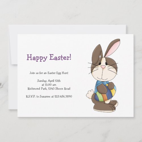 Easter Bunny in Blue Shirt Holiday Card