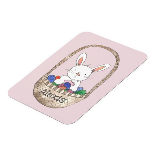 Easter Bunny in Egg Basket Add Your Name Magnet