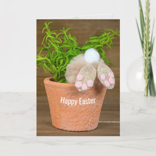 Easter bunny in flower pot card (Front)