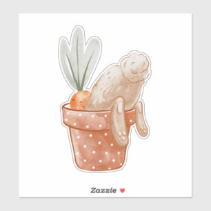 Easter Bunny in Flower Pot Sticker