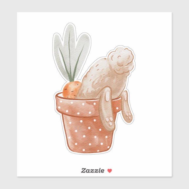 Easter Bunny in Flower Pot Sticker (Sheet)