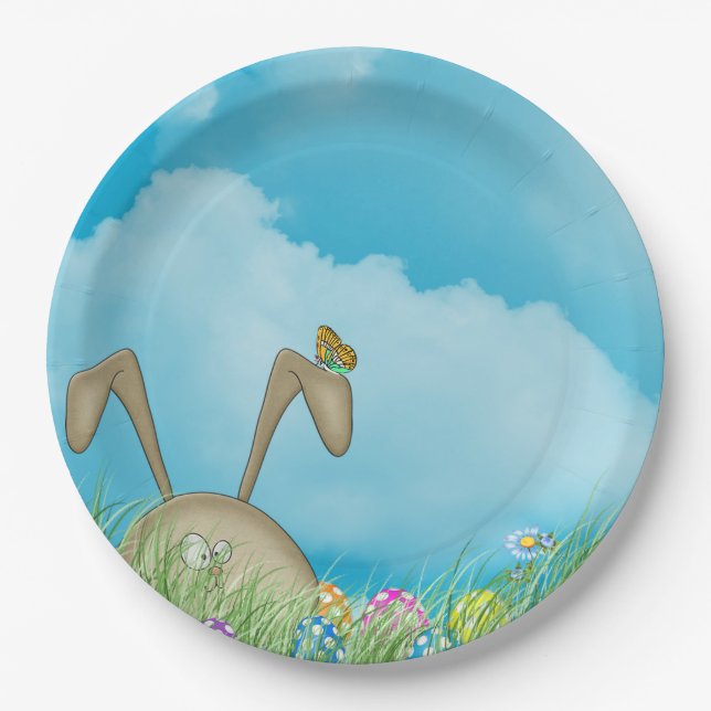 Easter bunny in grass paper plates (Front)