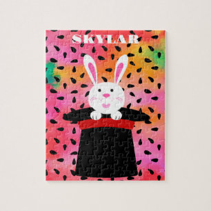 EASTER BUNNY IN HAT PERSONALIZED. JIGSAW PUZZLE