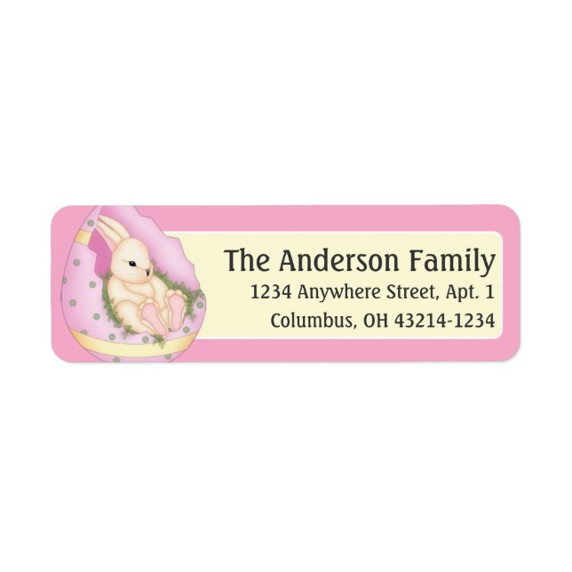 Easter Bunny in Pink Easter Egg Address Labels (Front)