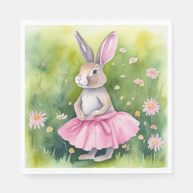 Easter Bunny In Pink Tutu Napkins (Front)