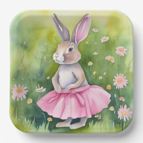 Easter Bunny In Pink Tutu Paper Plates