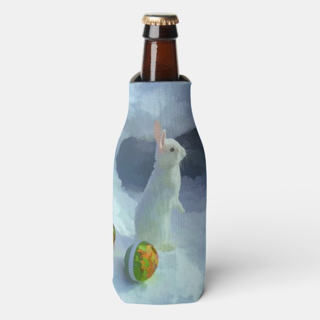 Easter bunny in snow bottle cooler (Bottle Front)