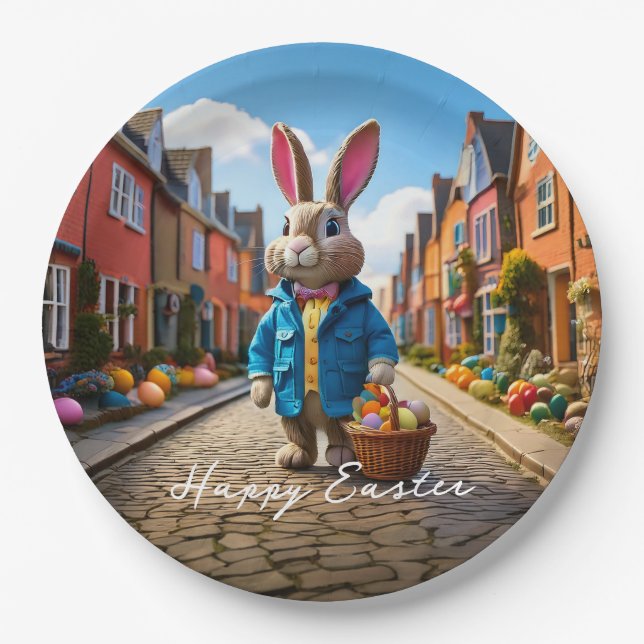 Easter bunny in the forest paper plates (Front)