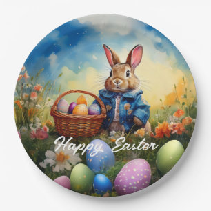 Easter bunny in the forest paper plates