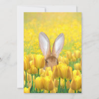 Easter bunny in tulips holiday card