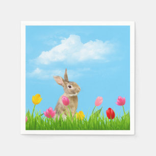 Easter Bunny in Tulips Napkins