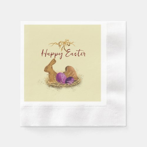 Easter Bunny in Watercolor Dyed Eggs Napkins