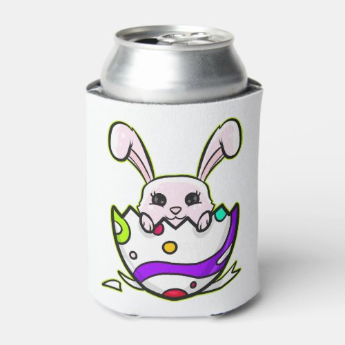 Easter Bunny Inside A Cracked Painted Easter Egg Can Cooler