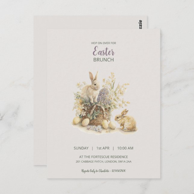Easter Bunny Invitation Postcard (Front/Back)