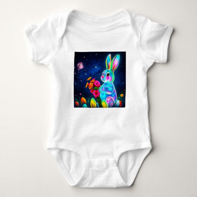 EASTER BUNNY is luminous ~ Easter Joy ~ Baby Bodysuit (Front)