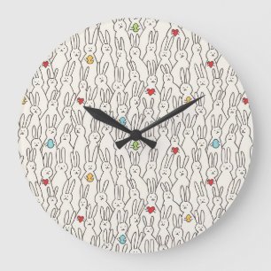 Easter Bunny: Joyful Seamless Fun. Large Clock