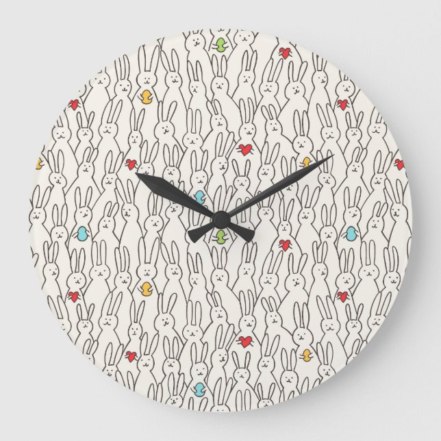 Easter Bunny: Joyful Seamless Fun. Large Clock (Front)