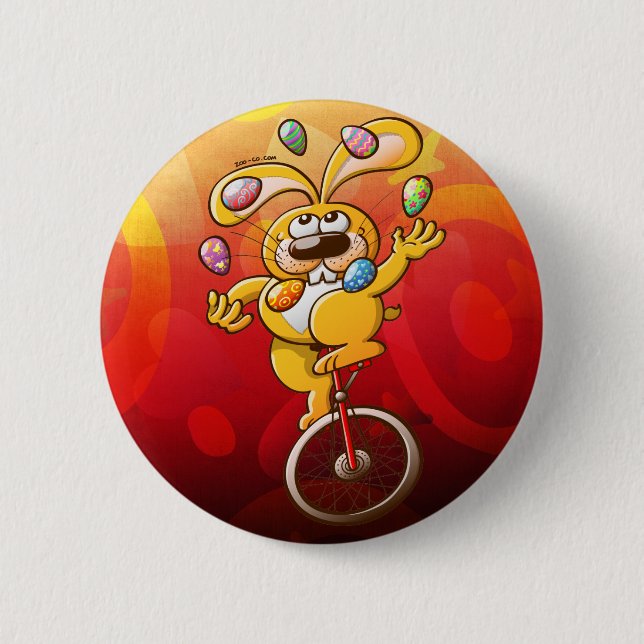 Easter Bunny Juggling Eggs Button (Front)