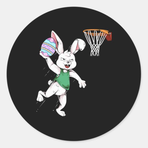 Easter Bunny Kids Boys Men Rabbit Dunking Basketba Classic Round Sticker