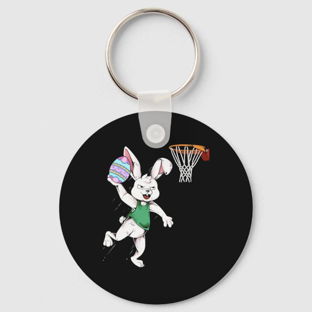 Easter Bunny Kids Boys Men Rabbit Dunking Basketba Keychain (Front)
