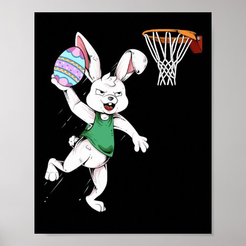 Easter Bunny Kids Boys Men Rabbit Dunking Basketba Poster