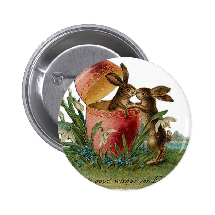 Easter Bunny Kiss Vintage Pin