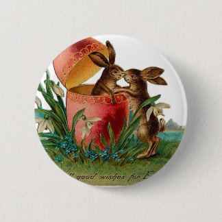 Easter Bunny Kiss Vintage Pinback Button