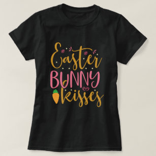 Easter bunny kisses, cute holiday black T-Shirt