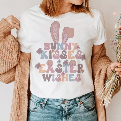 Easter Bunny Kisses Retro Floral T_Shirt