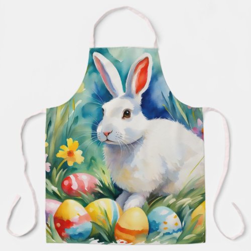 Easter Bunny Kitchen Apron Colorful Eggs Gift Cute