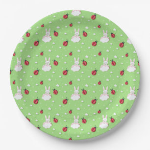 Easter Bunny & Ladybugs Pattern Cut-out Paper Plates