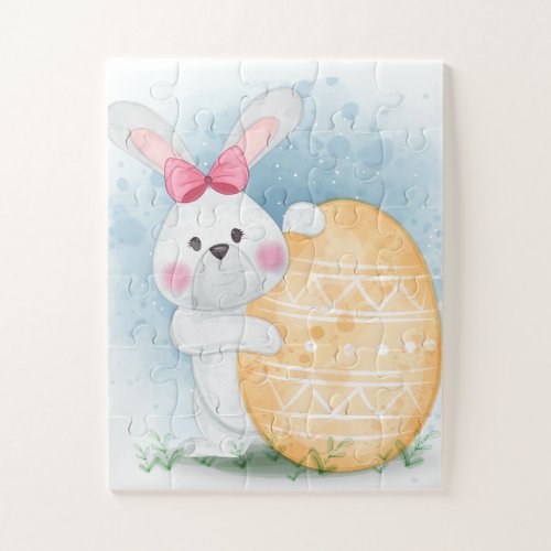 Easter Bunny  Large Yellow Egg Puzzle 30 os pcs