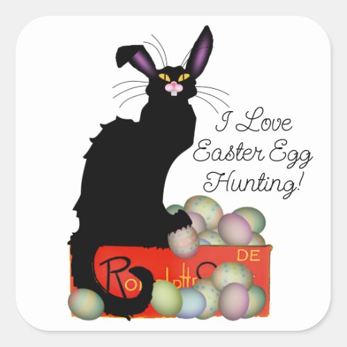 Easter Bunny Le Chat Noir Square Sticker